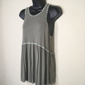 POL Olive Green Zip Up Back Top